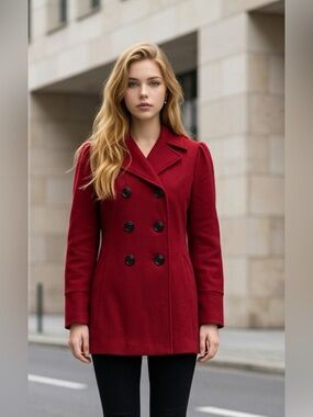 Steve Madden Women's Crimson Double-Breasted Pea Coat